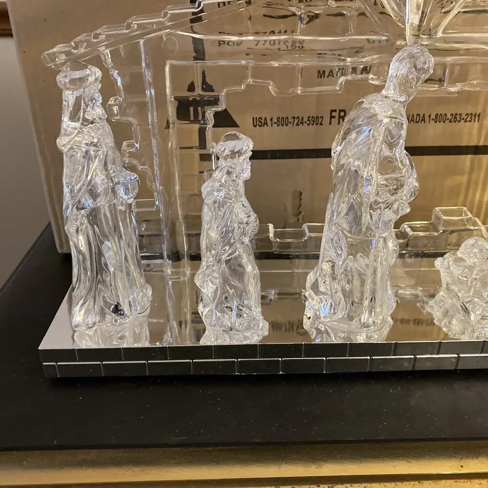 Musical Nativity Scene LED Light Sound Christmas Sculpture Figurine Baby Jesus